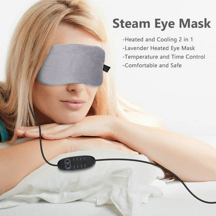 Lavender Steam Hot Compress Eye Mask – USB Heated with 4-Level Temperature & Timer Control