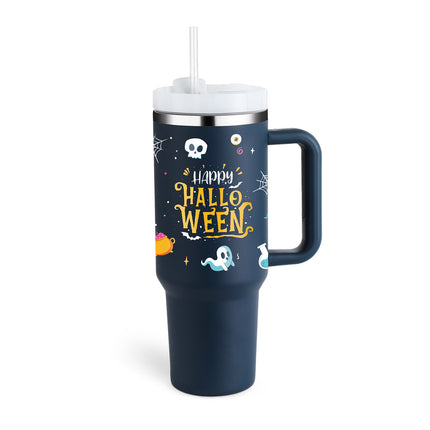 40oz Insulated Tumbler with Handle, Straw & Spill-Proof Lid
