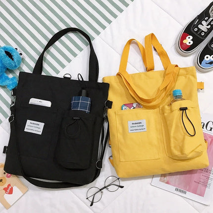 Harajuku Canvas Backpack Tote Bag – Korean Style Student Shoulder & School Bag