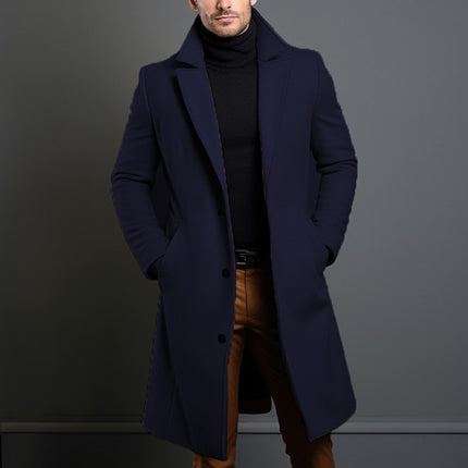 Men’s British Style Woolen Coat – Leisure Straight Hem Outerwear