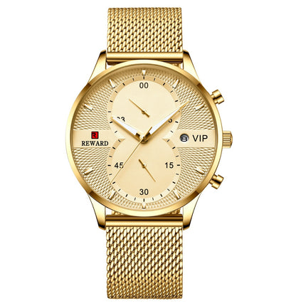 Men’s Business Quartz Watch – 30M Waterproof, Calendar Function, Stainless Steel Strap