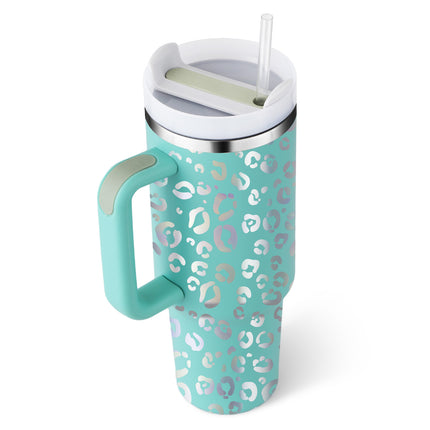 40oz Insulated Tumbler with Handle, Straw & Spill-Proof Lid