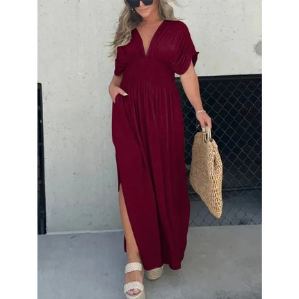 Women’s Casual Summer Short-Sleeve Dress – Lightweight Polyester Dress