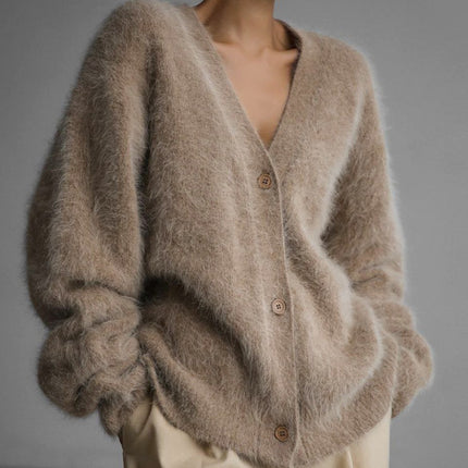 Women’s Loose Fit Long Sleeve Coat – Casual Stitching Polyester Outerwear