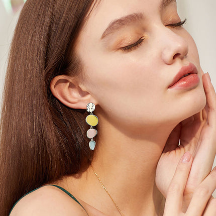 Morandi Three-Color Oil Drip Disc Earrings – Fresh Style