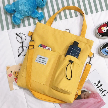 Harajuku Canvas Backpack Tote Bag – Korean Style Student Shoulder & School Bag