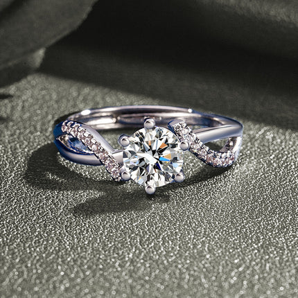 Silver-Plated Adjustable Copper Round Ring