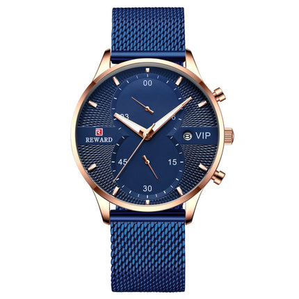 Men’s Business Quartz Watch – 30M Waterproof, Calendar Function, Stainless Steel Strap