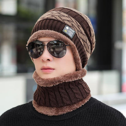 Winter Warm Hat & Scarf Set – Windproof Dome Beanie with Neck Protection (Unisex)