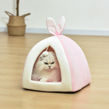 Rabbit Ear Mongolian Pet Nest – Soft Arctic Velvet Bed for Cats & Dogs