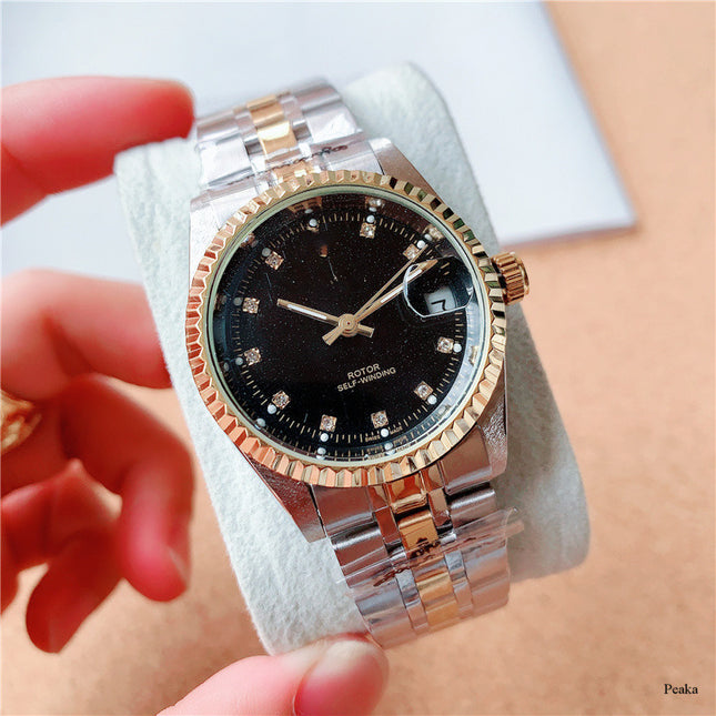 Casual Mechanical Watch with Calendar and 24-Hour Indication