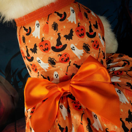 Orange Polyester Pet Dress