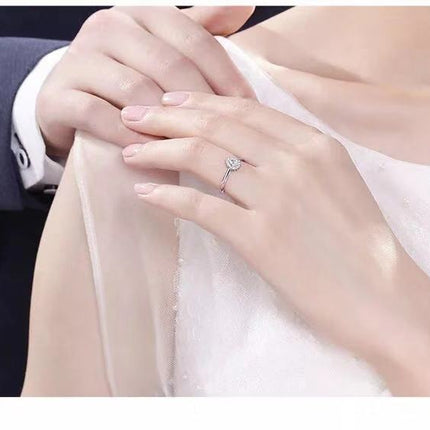 Silver Rhinestone Geometric Ring