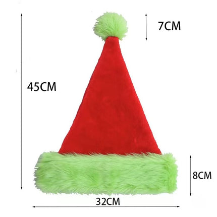 Green Furry Santa Hat – Plush Christmas Costume Hat for Adults