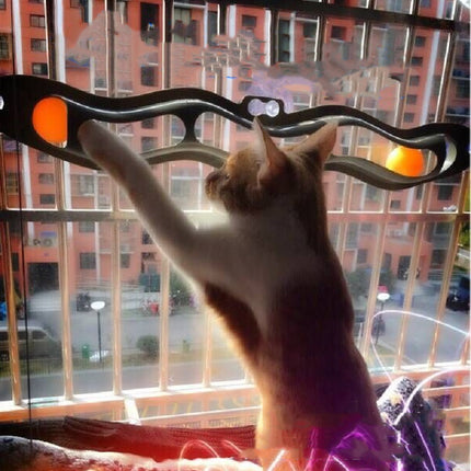 Windowsill Cat Track Ball Toy – Interactive Plastic Cat Climbing Frame with Rolling Ball