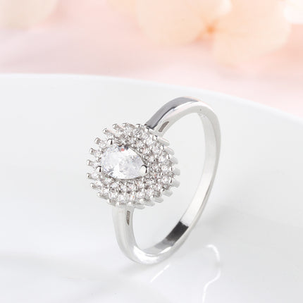 Silver Rhinestone Geometric Ring