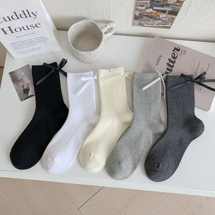 Women’s Solid Color Cotton Socks – Middle Calf Length