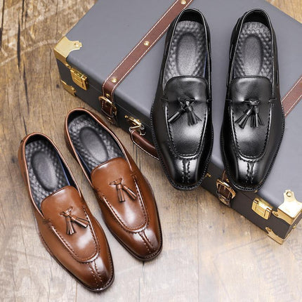 Men's PU Leather Tassel Loafers – Wear-Resistant Casual Shoes