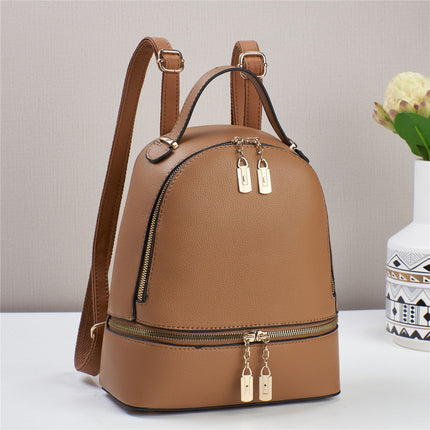 Classic PU Leather Backpack with Stitch Detail