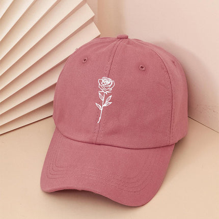 Casual Rose Embroidered Baseball Cap – Unisex Washed Vintage Hat