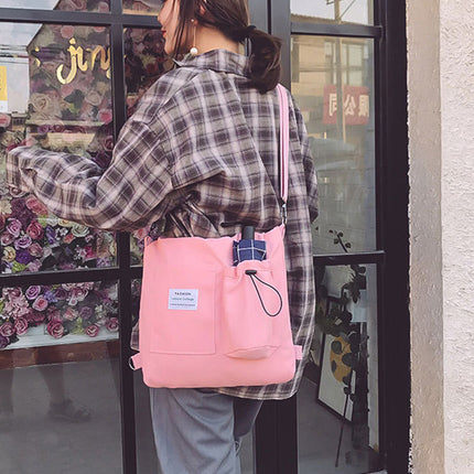 Harajuku Canvas Backpack Tote Bag – Korean Style Student Shoulder & School Bag