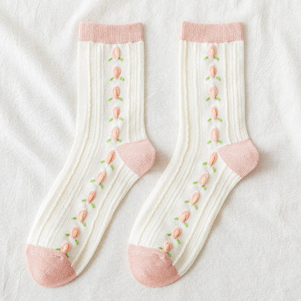 Autumn Fruit-Themed Cotton Socks