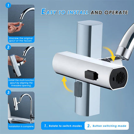 Kitchen Faucet Waterfall Bubbler – 360° Rotating Splash-Proof Nozzle