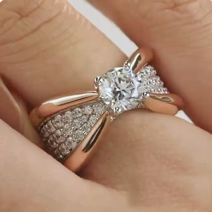 Women’s Geometric Alloy Fashion Ring – Rose Gold & Gold