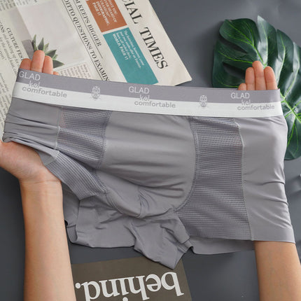 Men’s Ice Silk Knitted Mid-Waist Breathable Underpants