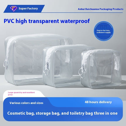 3-Piece Transparent Travel Storage Bag Set – PVC Cube Pouches for Toiletries, Cosmetics & Clothing