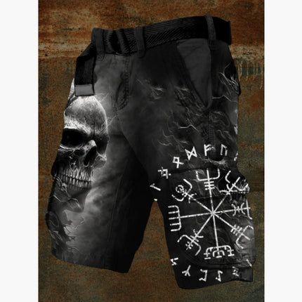 Men’s Straight Fit Digital Print Cargo Shorts – Mid Waist Summer Overalls