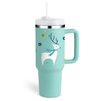 40oz Insulated Tumbler with Handle, Straw & Spill-Proof Lid