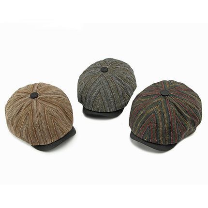 Unisex Retro Stripe Wool Beret Hat