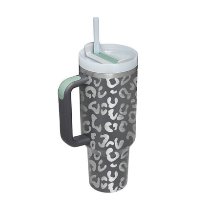 40oz Insulated Tumbler with Handle, Straw & Spill-Proof Lid