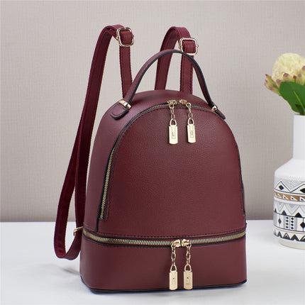 Classic PU Leather Backpack with Stitch Detail