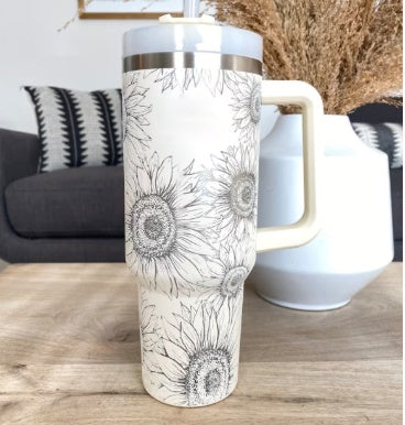 40oz Insulated Tumbler with Handle, Straw & Spill-Proof Lid