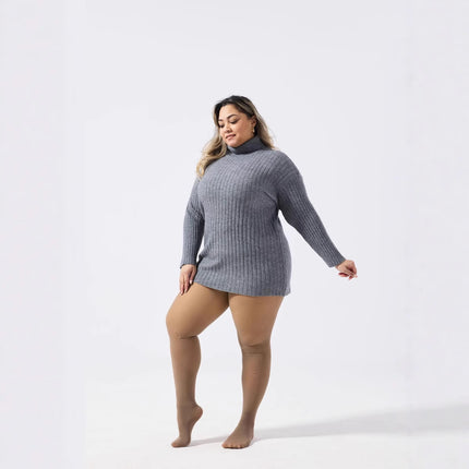 Women’s Sheer Fleece-Lined Leggings – High-Stretch Warm Winter Pants (Plus-Size Options)