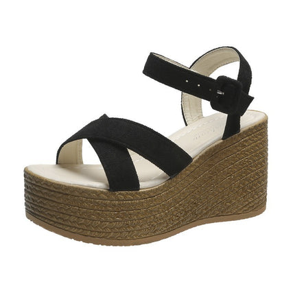 Buckle Suede Fish Mouth Sandals with 7cm and 9cm Heels