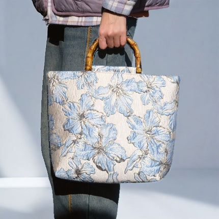 Canvas Double-Strap Horizontal Square Bag