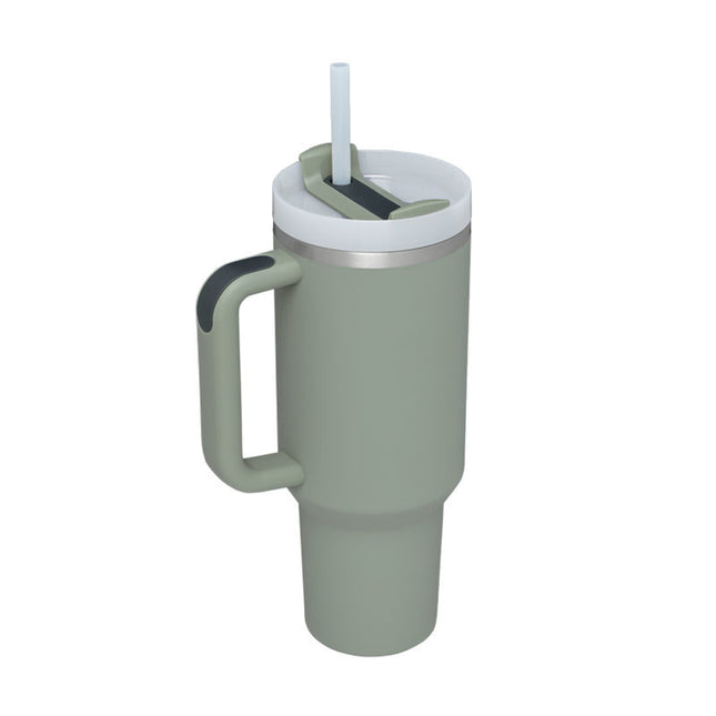 40oz Insulated Tumbler with Handle, Straw & Spill-Proof Lid