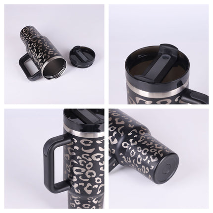 40oz Insulated Tumbler with Handle, Straw & Spill-Proof Lid