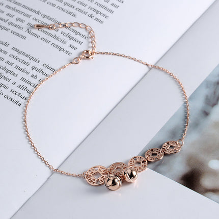 Rose Gold Stainless Steel Link Chain Anklet for Women