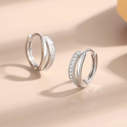 925 Silver Diamond Treatment Earrings in White and Rose Gold