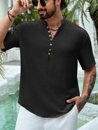 Men’s Summer Viscose Solid Color Short Sleeve Pullover