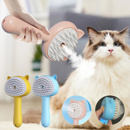 Rechargeable Steam Pet Grooming Brush – Hair Remover & Massage Comb for Cats & Dogs