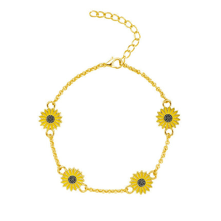 Retro Alloy Sunflower Anklet – Geometric Gift for Women