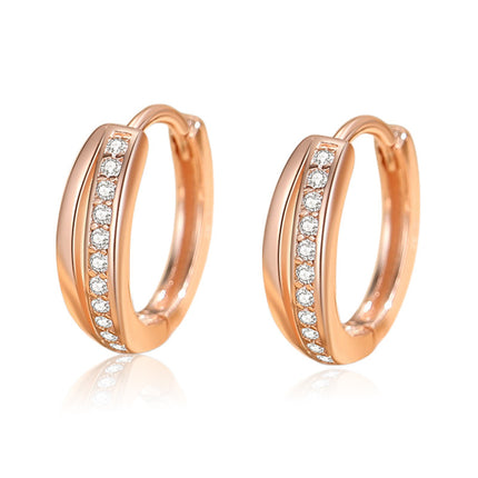 925 Silver Diamond Treatment Earrings in White and Rose Gold