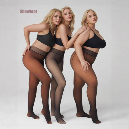 Women’s Sheer Fleece-Lined Leggings – High-Stretch Warm Winter Pants (Plus-Size Options)