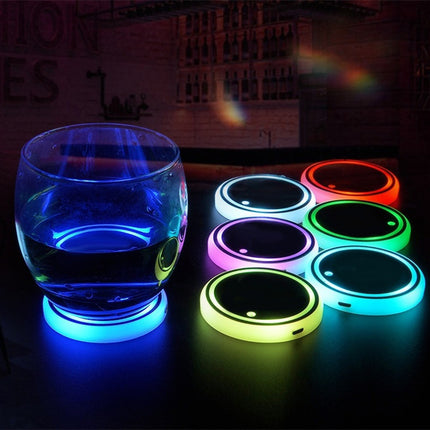 Colorful LED Car Cup Holder Coaster – Solar & USB Charging