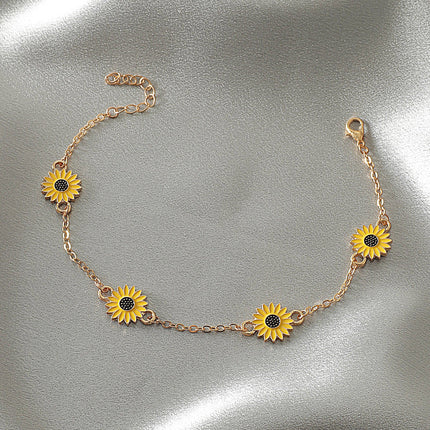 Retro Alloy Sunflower Anklet – Geometric Gift for Women